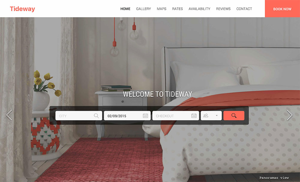 Tideway Vacation rental website template for Tablet users