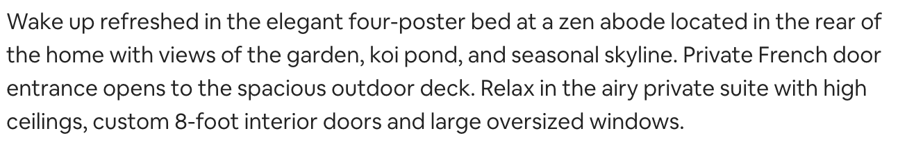 vacation rental description appealing to an audience