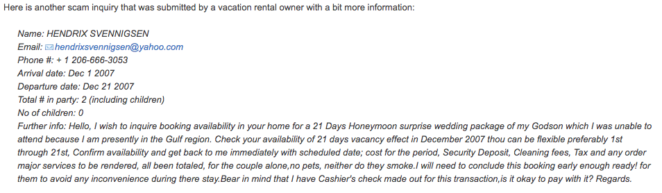 Vacation Rental Scam 3