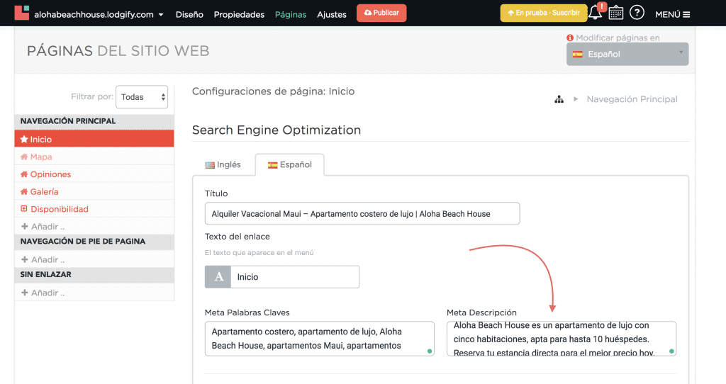 Consejos de SEO para las meta descripciones de la web de Lodgify