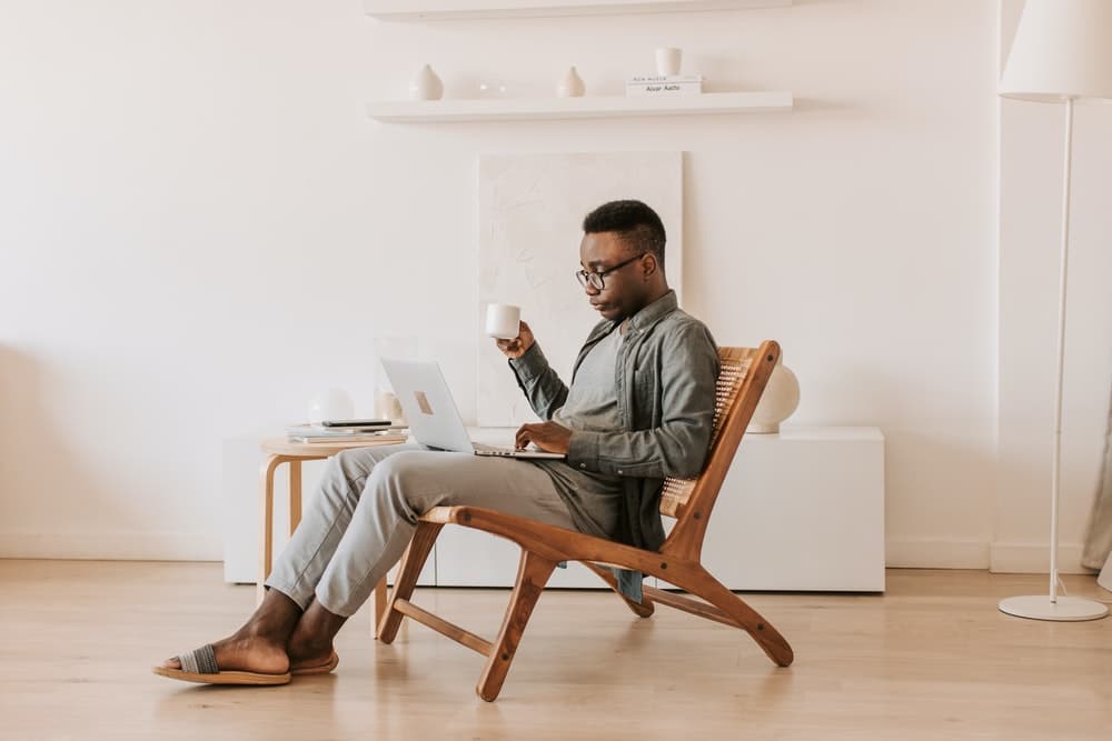 remote worker in a vacation rental