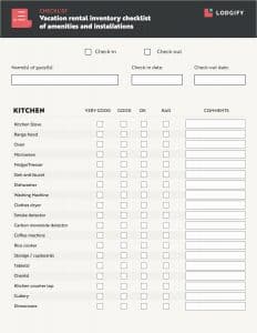 Vacation Rental Inventory Checklist PDF