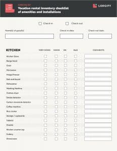 Vacation Rental Inventory Checklist PDF