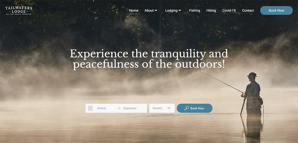 Lodgify website examples tailwaters lodge