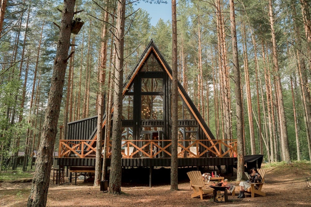 a-frame glamping cabin