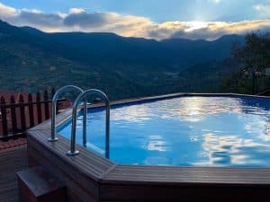 Hot tub with a beautiful view in the background