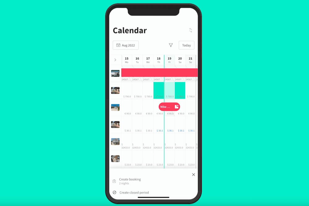 Lodgify Mobile App Calendar