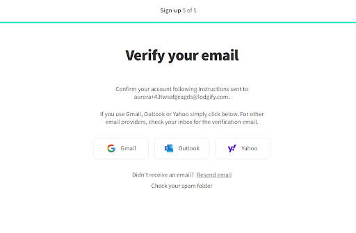 Yahoo Email verification