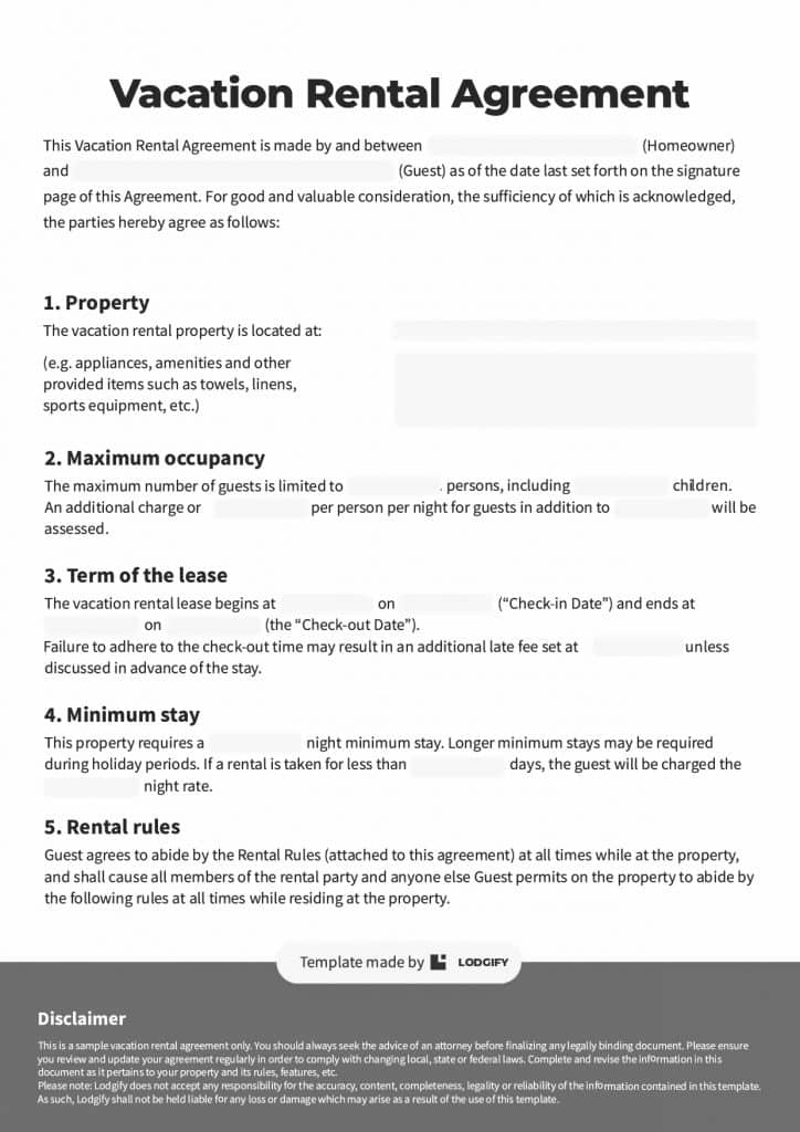 Short-term rental agreement template (free)