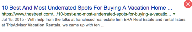 vacation rental seo tips - bad title example