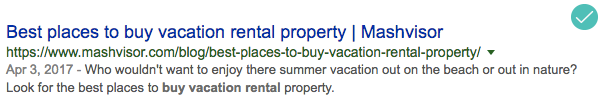 vacation rental seo tips - good title example