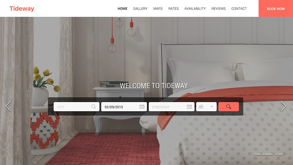 Tideway Vacation rental website template for Desktop users