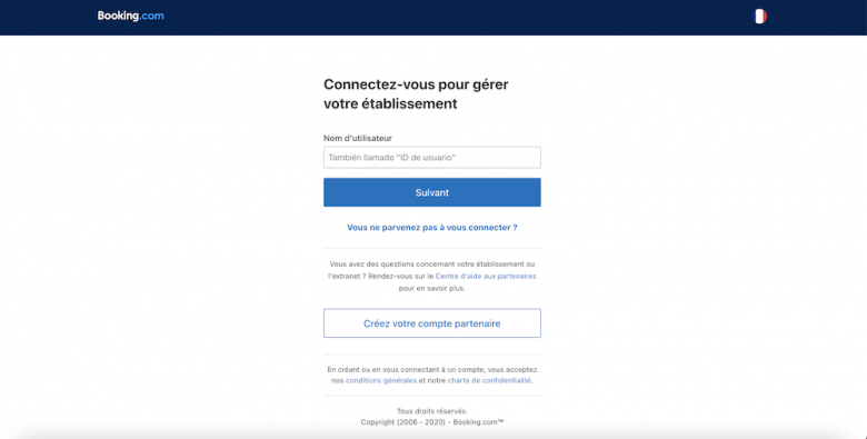 Se connecter à l'extranet Booking.com