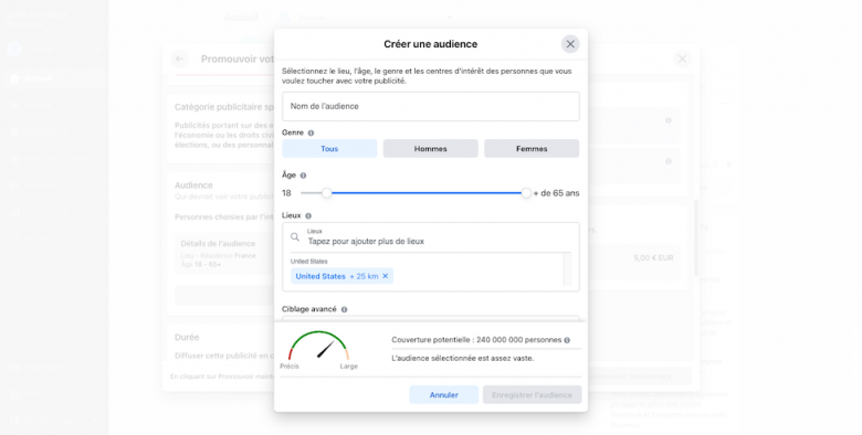 Créer une audience personnalisée sur Facebook Ads
