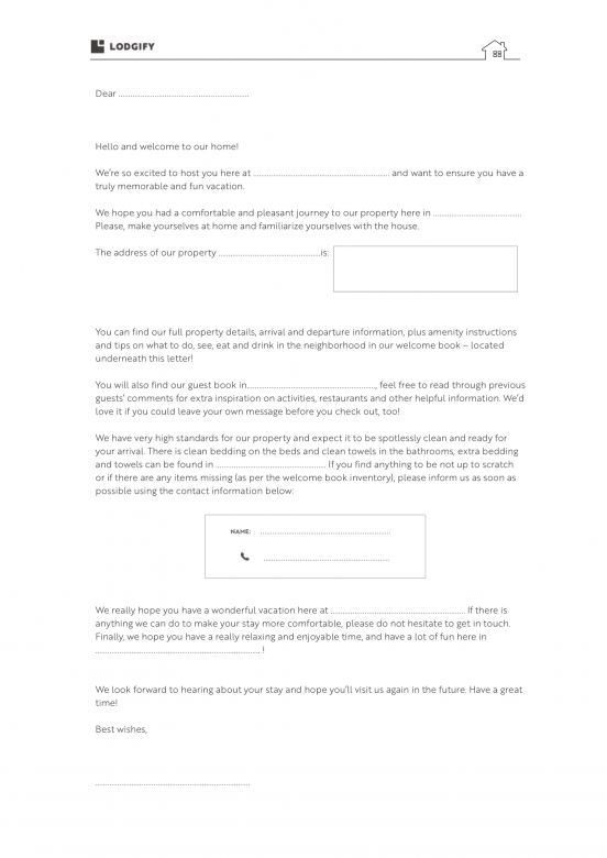 Airbnb Welcome Letter Template