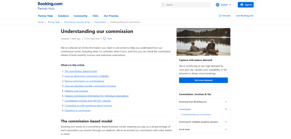 Booking.com commission
