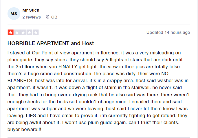 horrible host and apartment