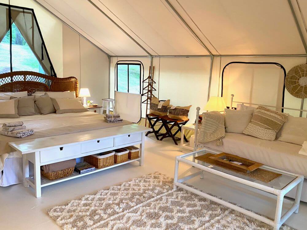 Glamping at Paradise Point bed