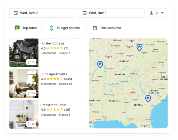 Google Vacation Rentals SERP