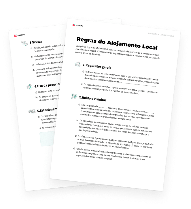 Tamplate Regras da Casa para Alojamento Local