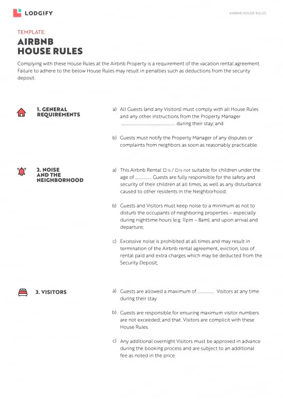 Airbnb House Rules Template