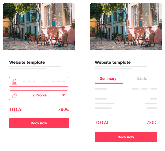 Vacation rental booking widget